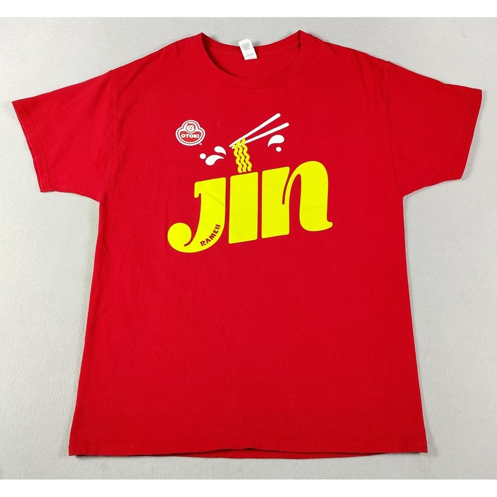 Hanes Jin Ramen Shirt Mens Large Red Spicy Noodles Graphic Tee Hot Spicy